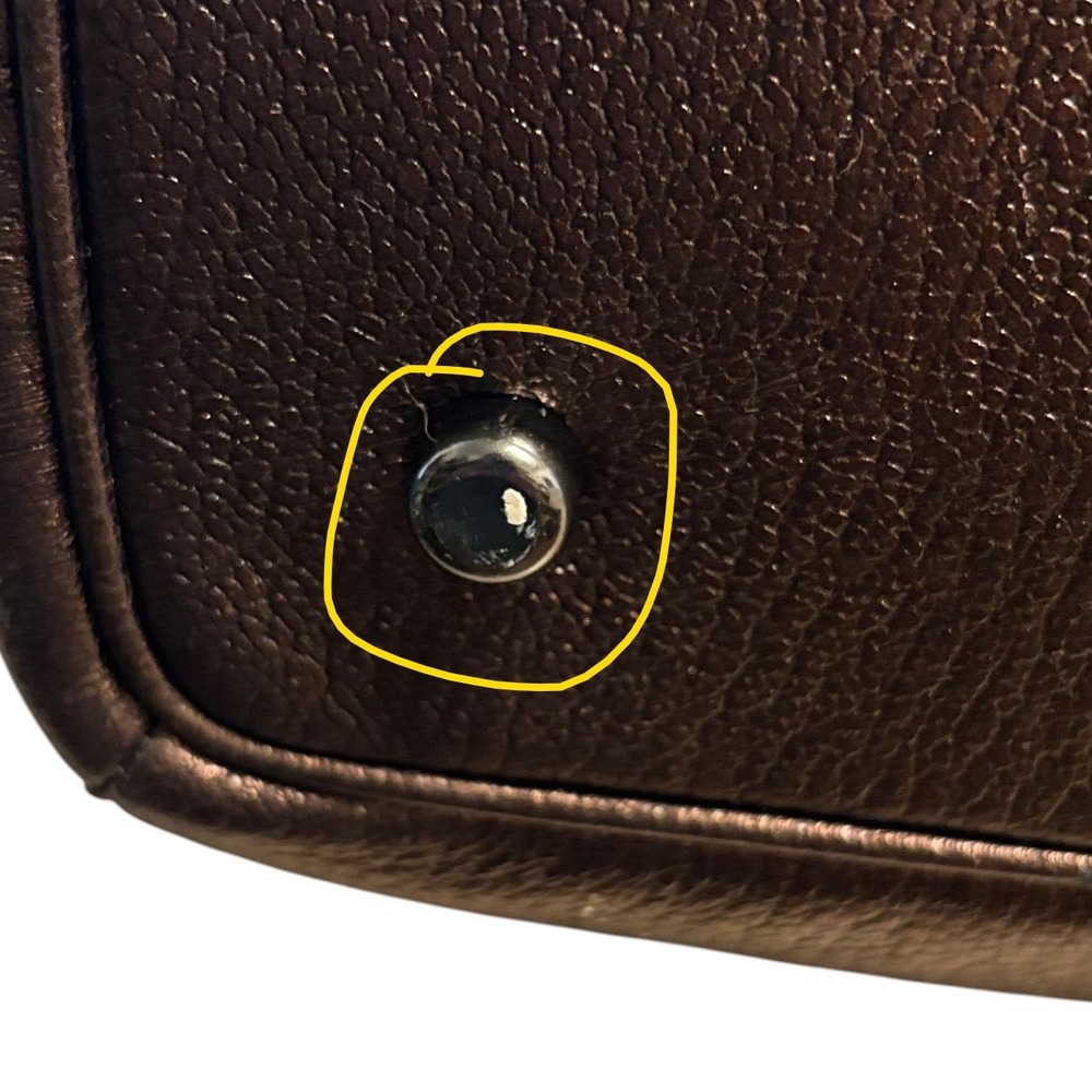 Coach Primrose Satchel Tote Bronze Metallic Pebbled Leather Gunmetal Hardware - Picture 16 of 16